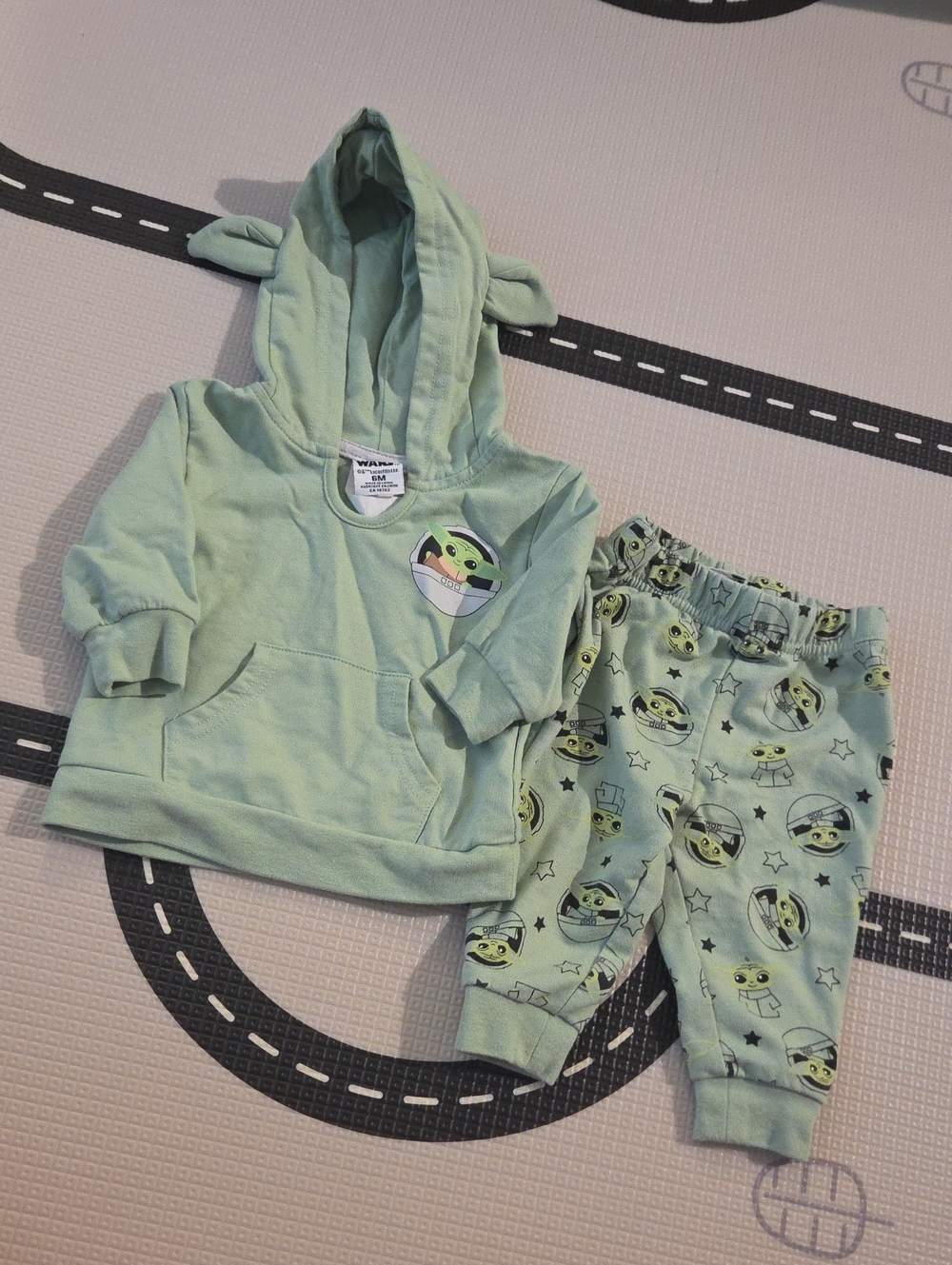 Star Wars Baby Yoda Light Green Hooded Sweatshirt & Printed Joggers - The Child